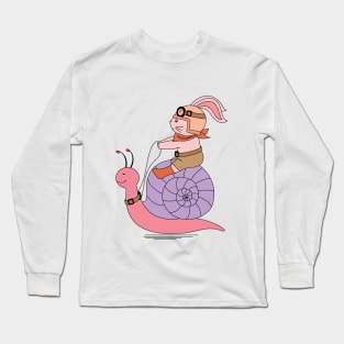 rabbit riding a slug Long Sleeve T-Shirt